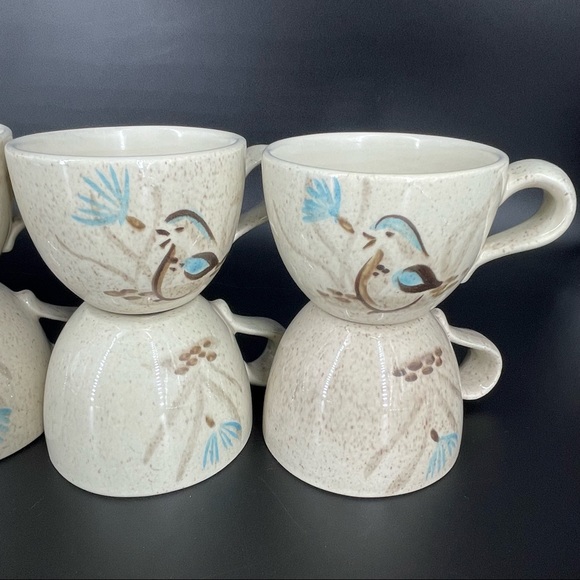 Bob White Red Wing Mid Century Tea/Coffee Cup With Bird Woodland Set of 10 - Picture 4 of 11